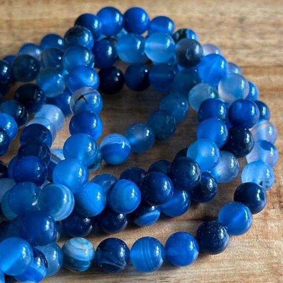 wild river gems Other - 8mm Blue Banded Agate Bead Strands